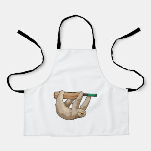 Sloth at Cricket with Cricket bat Apron