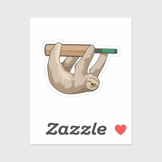 Sloth at Cricket with Cricket bat Sticker (Sheet)