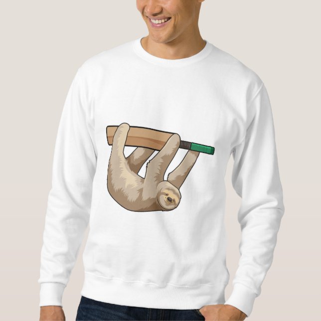 Sloth at Cricket with Cricket bat Sweatshirt (Front)