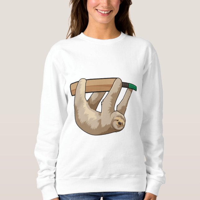 Sloth at Cricket with Cricket bat Sweatshirt (Front)