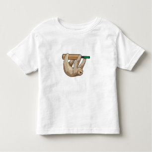 Sloth at Cricket with Cricket bat Toddler T-shirt