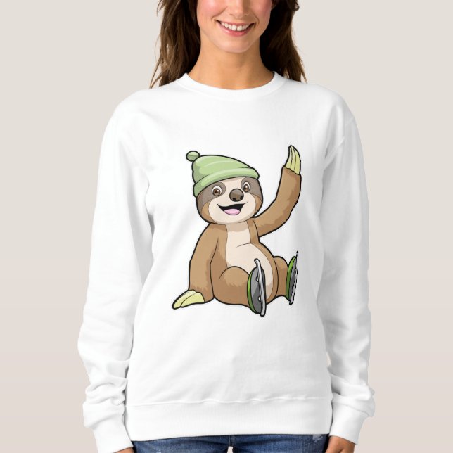 Sloth at Ice skating with Ice skates Sweatshirt (Front)