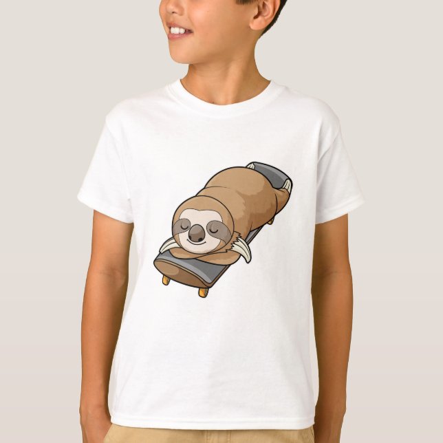 Sloth at Sleeping with Skateboard T-Shirt (Front)