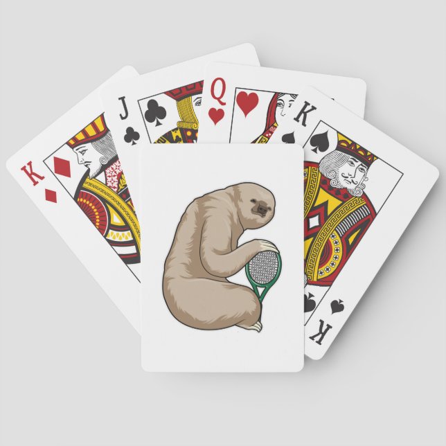 Sloth at Tennis with Tennis racket Poker Cards (Back)