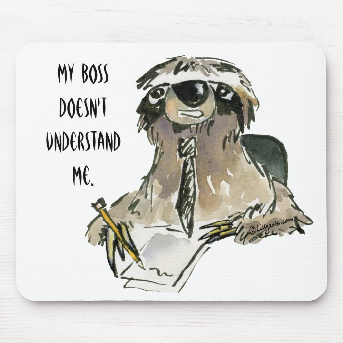 Sloth at Work Cartoon Mousepad
