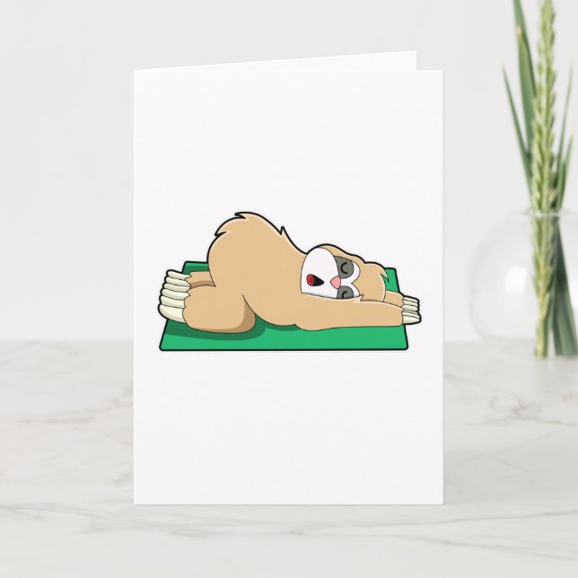 Sloth at Yoga on Yoga mat Card (Front)