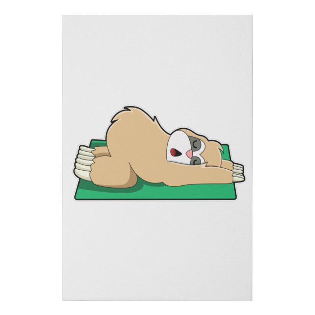 Sloth at Yoga on Yoga mat Faux Canvas Print (Front)