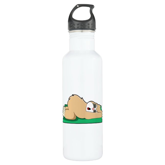 Sloth at Yoga on Yoga mat Stainless Steel Water Bottle (Front)