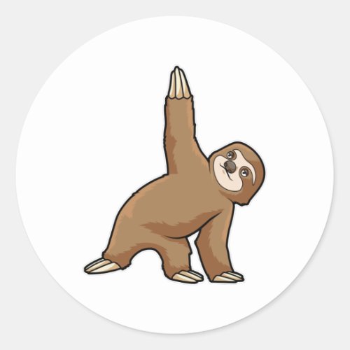 Sloth at Yoga Stretching exercises Legs Classic Round Sticker