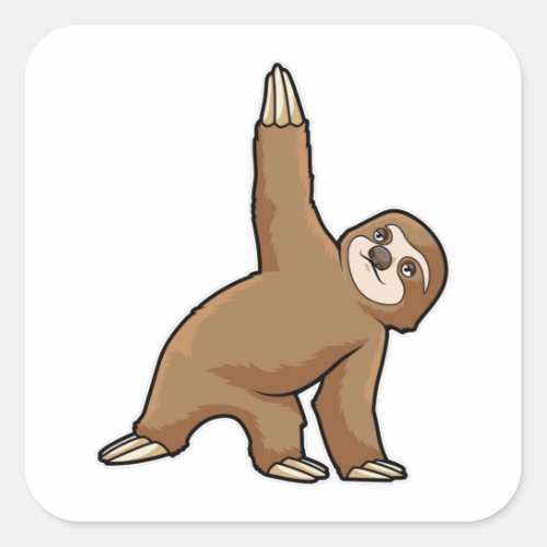 Sloth at Yoga Stretching exercises Legs Square Sticker