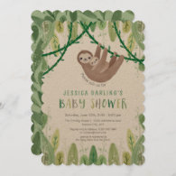 Sloth Baby Boy Shower Jungle Theme Invitation