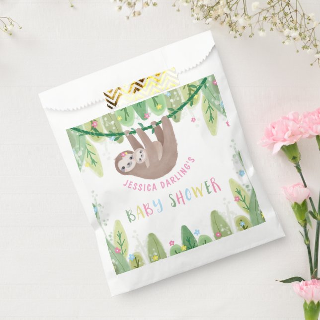 Sloth Baby Girl Shower Jungle Theme Favor Bag (Sealed)