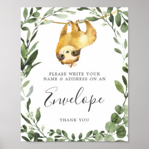 Sloth Baby Shower Address Envelope Sign