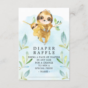 Sloth Baby Shower Diaper Raffle Ticket Enclosure Card