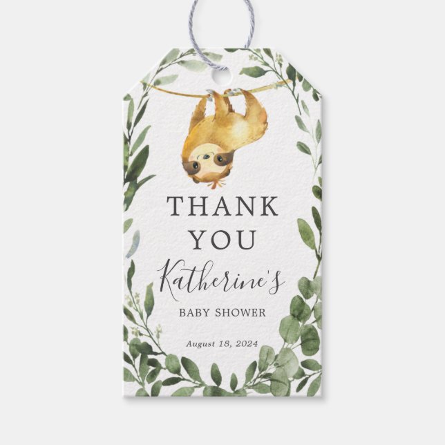 Sloth Baby Shower Favor Tag (Front)
