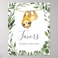 Sloth Baby Shower Favors Sign