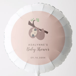 Sloth Baby Shower Gender Neutral Blush Pink Cute Balloon