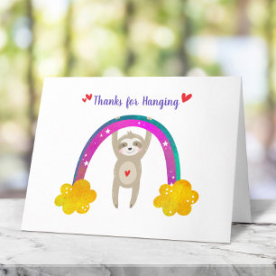 Sloth Baby Shower Gender Neutral Boho Rainbow Cute Letterpress Thank You Card