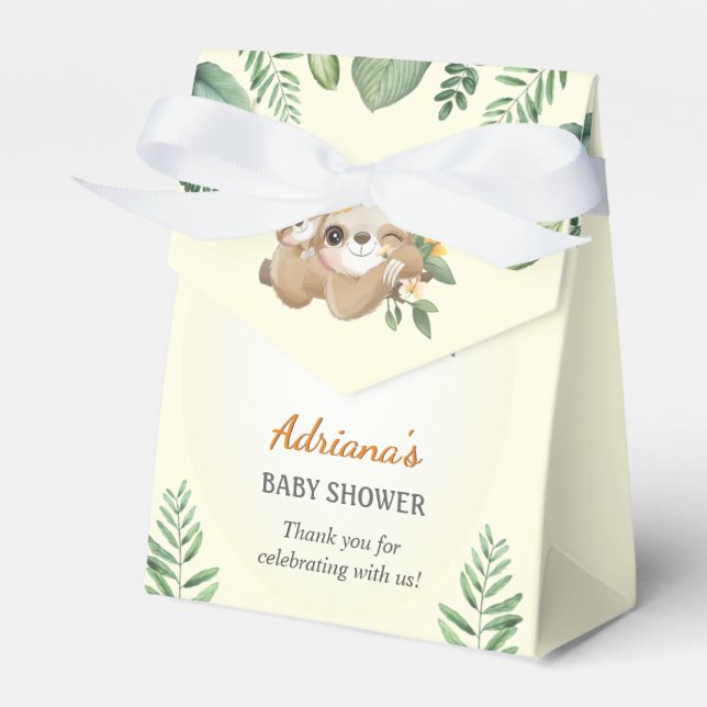 Sloth Baby Shower Gender Neutral Sprinkle Candy Favor Boxes (Front Side)
