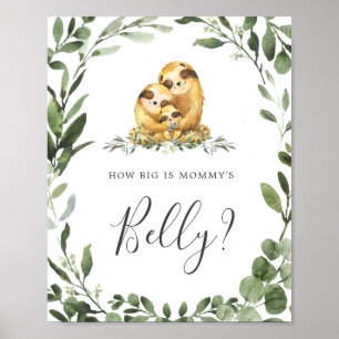 Sloth Baby Shower Guess How Big is Mommy's Belly Poster