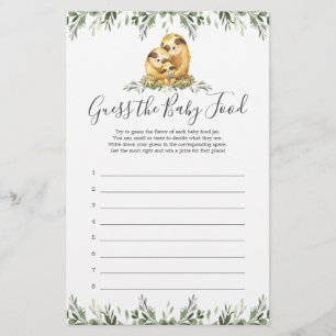 Sloth Baby Shower Guess The Baby Food