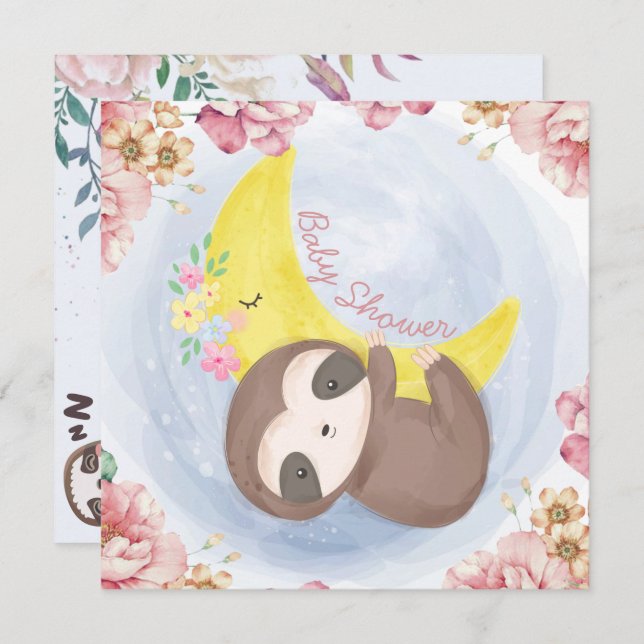 Sloth Baby Shower Invitation (Front/Back)