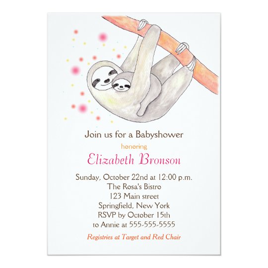 Sloth Baby Shower Invitation Cute Sloth Mom Baby Zazzle Com