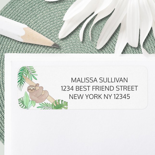 Sloth Baby Shower Return Address Label (Creator Uploaded)