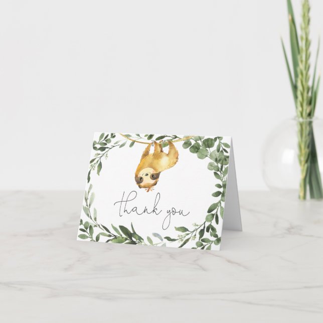 Sloth Baby Shower Thank You Card (Front)