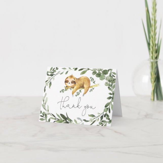 Sloth Baby Shower Thank You Card (Front)