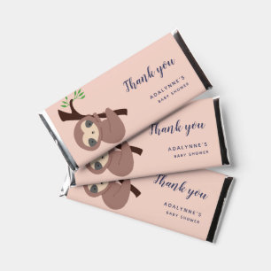 Sloth Baby Shower Thank you Script Cute Kawaii Hershey Bar Favors