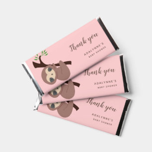 Sloth Baby Shower Thank you Script Cute Simple Hershey Bar Favors