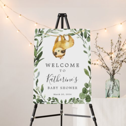 Sloth Baby Shower Welcome Sign Foam Board