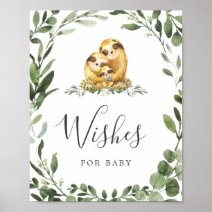 Sloth Baby Shower Wishes For Baby Sign