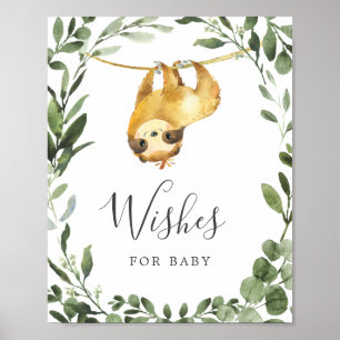 Sloth Baby Shower Wishes For Baby Sign