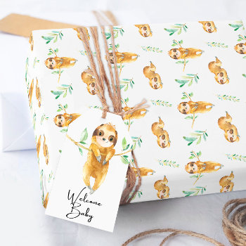 Sloth Baby Shower Wrapping Paper by SugSpc_Invitations at Zazzle