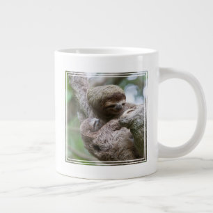 Sloth Baby with Mother Hanging from a Tree Giant Coffee Mug