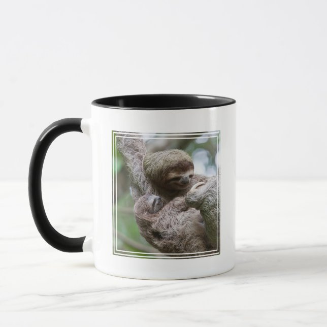 Sloth Baby with Mother Hanging from a Tree Mug (Left)