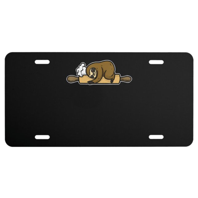 Sloth baker | funny cute chef | cook kitchen gift license plate (Front)