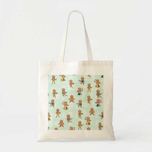 Sloth band pattern tote bag