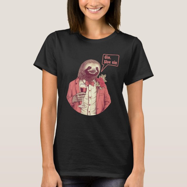Sloth Bartender Drinking a Cocktail Joke Men and W T-Shirt (Front)