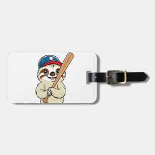  Sloth Baseball Player Luggage Tag