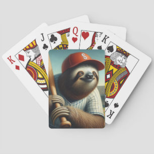 Sloth Baseball Player Poker Cards