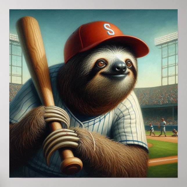 Sloth Baseball Player Poster (Front)