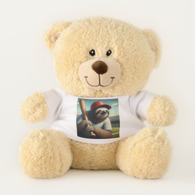 Sloth Baseball Player Teddy Bear (Front)