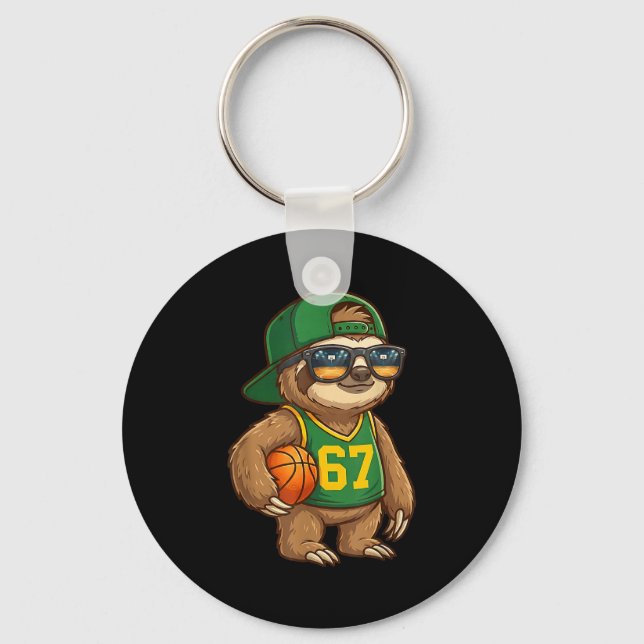 Sloth Basketball 67 Gen Alpha Slang Srts Men Boys  Keychain (Front)