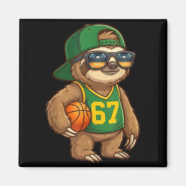 Sloth Basketball 67 Gen Alpha Slang Srts Men Boys  Magnet (Front)