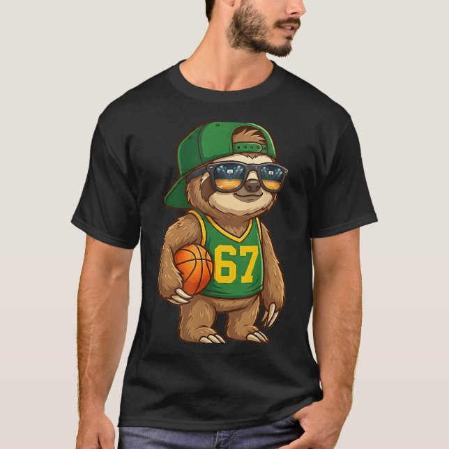 Sloth Basketball 67 Gen Alpha Slang Srts Men Boys  T-Shirt (Front)