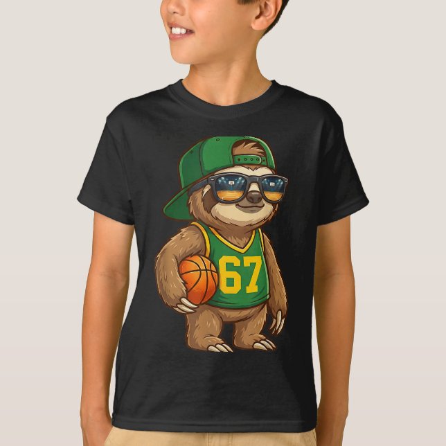 Sloth Basketball 67 Gen Alpha Slang Srts Men Boys  T-Shirt (Front)
