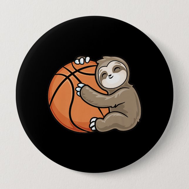 Sloth Basketball Player Sports Animal Lover Button (Front)
